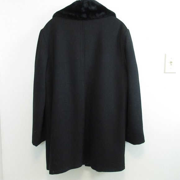 Vintage 1960s ACW Black Car Coat Faux Fur Collar Size 44 Mob Man - Picture 4 of 6